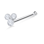 Stone Studded Clubs Silver Bone Nose Stud NSKD-92